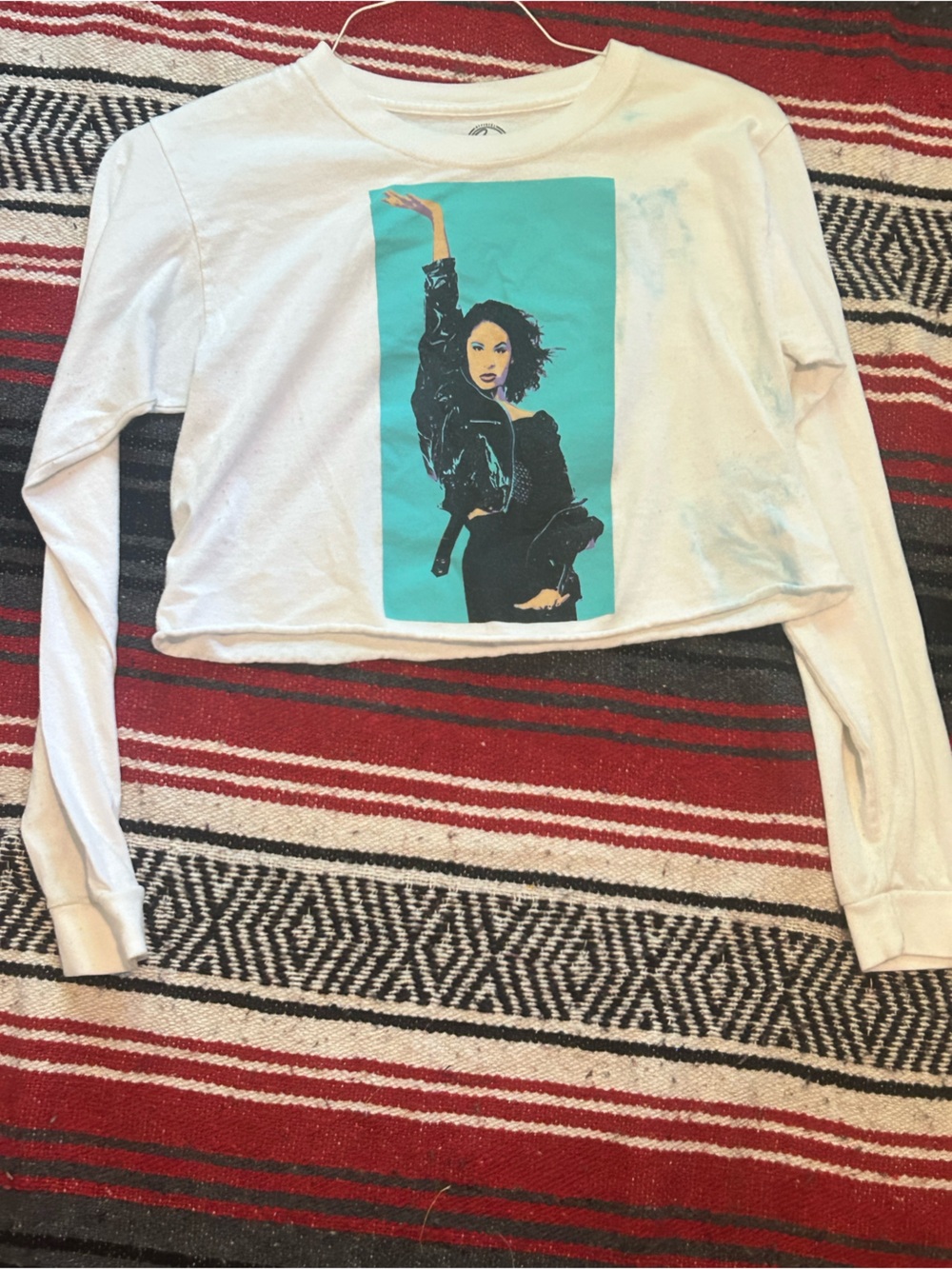 Women’s White Long Sleeve Cropped Graphic Tee